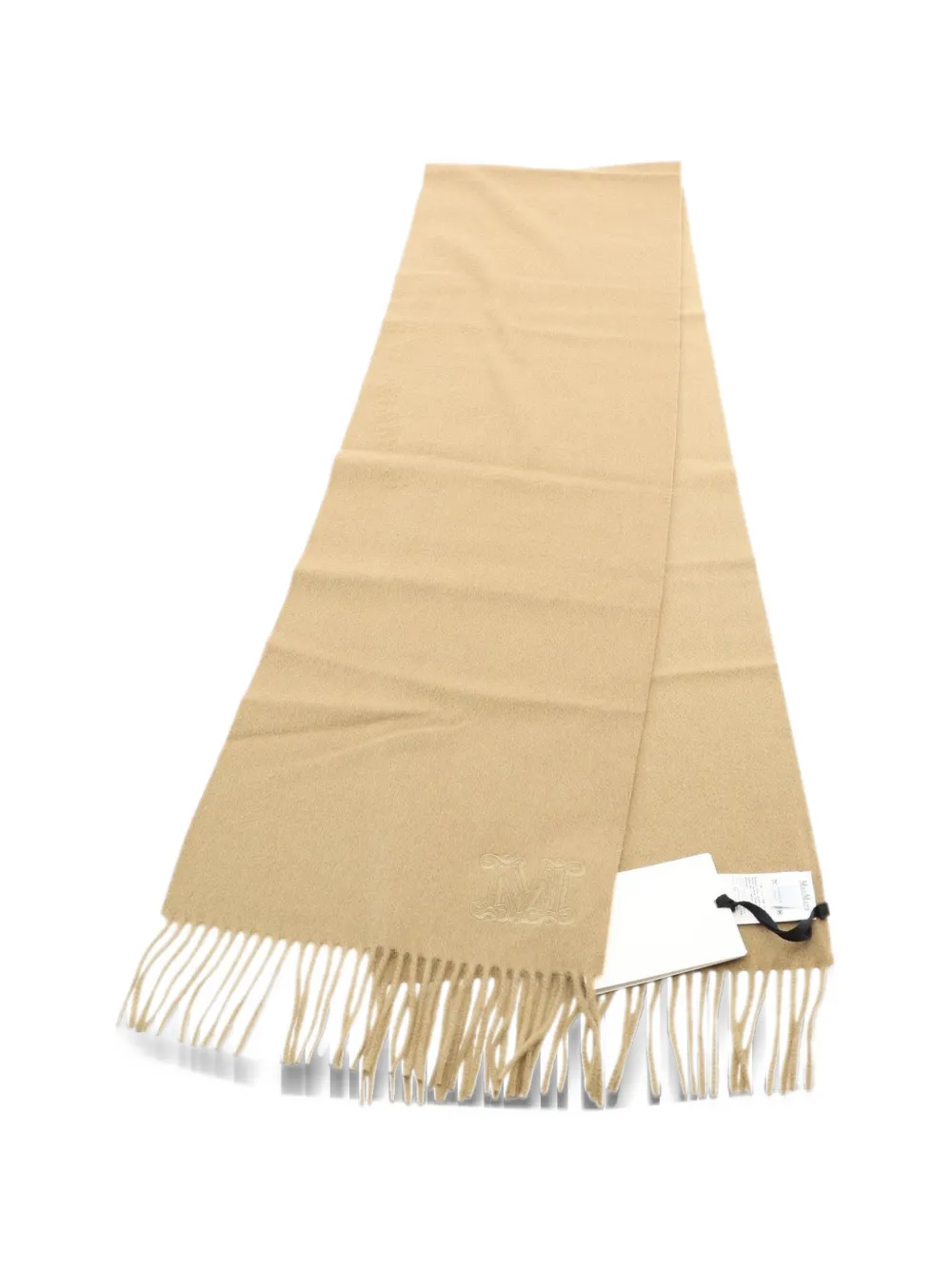 Max Mara 2020s monogram-embroidered fringed scarf - Verde