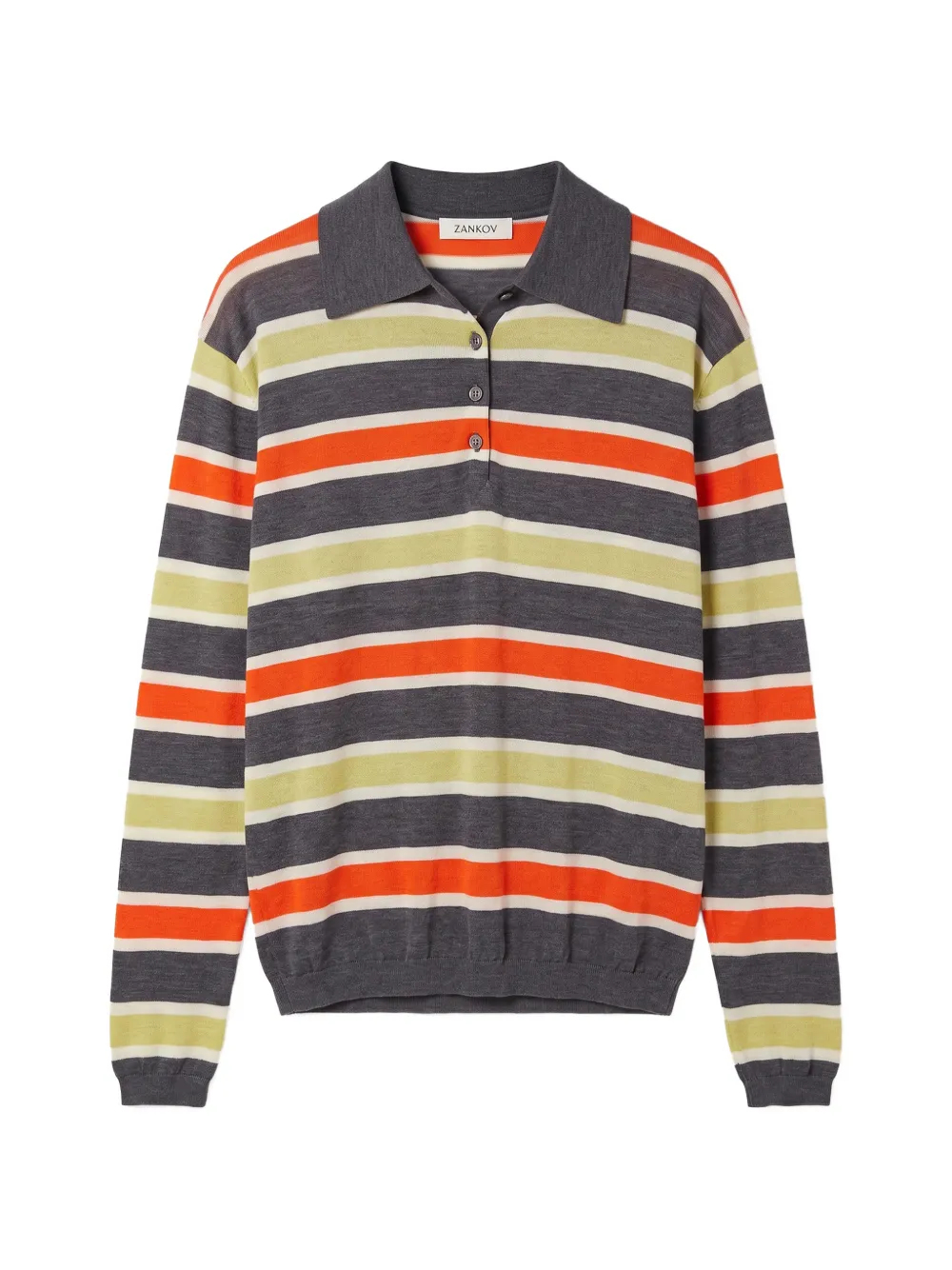 ZANKOV Ryan striped merino polo - Grigio