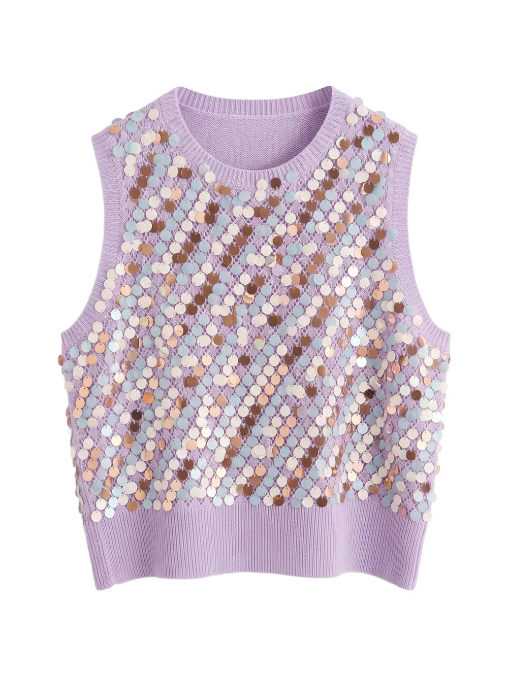 ZANKOV Oliver sequin-embellished sleeveless sweater - Viola