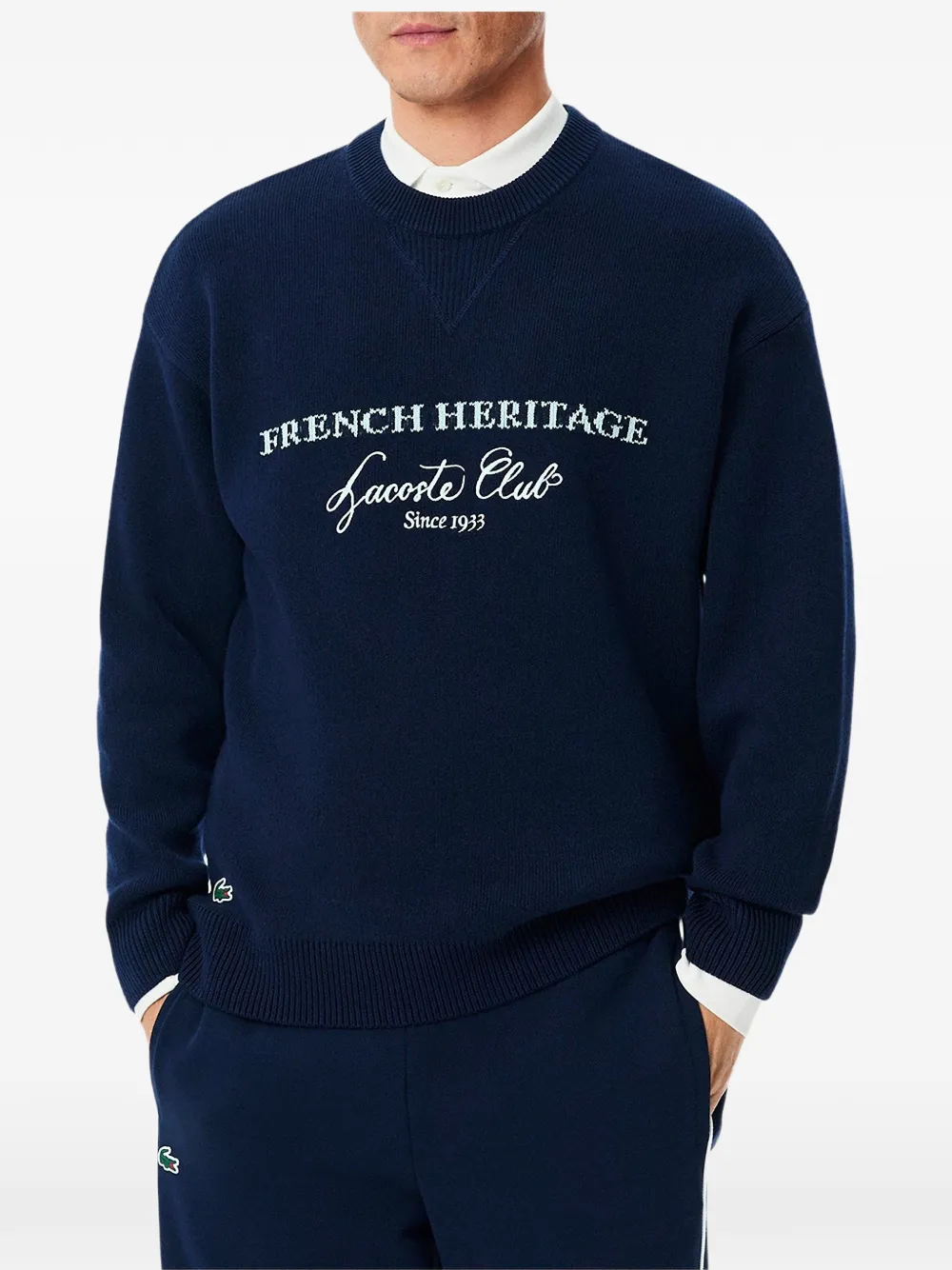 Lacoste French Heritage embroidered sweater Blauw