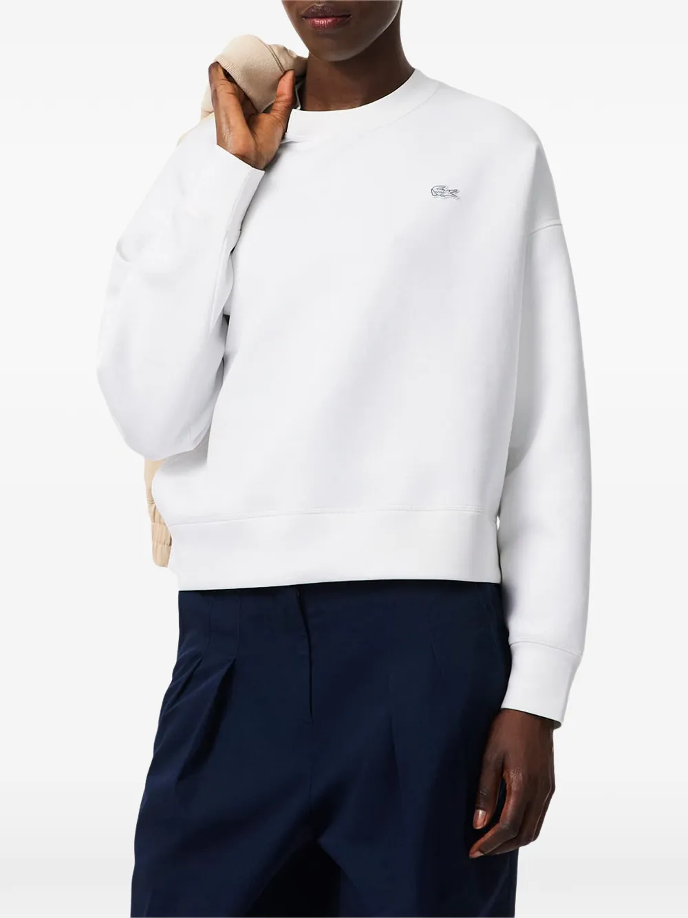 Lacoste oversized logo-patch sweatshirt Wit