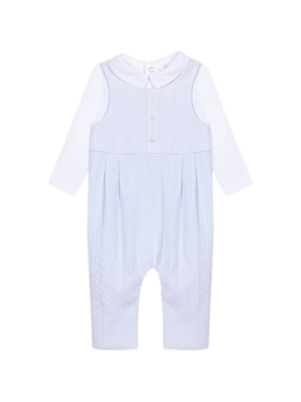 Patachou cable-knit layered-effect romper - Blu