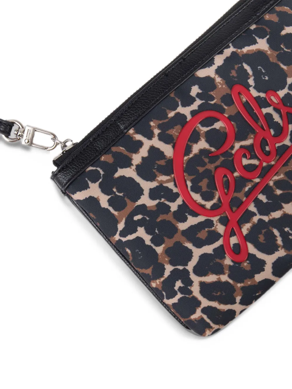 GCDS leopard-print logo-patch pouch Zwart