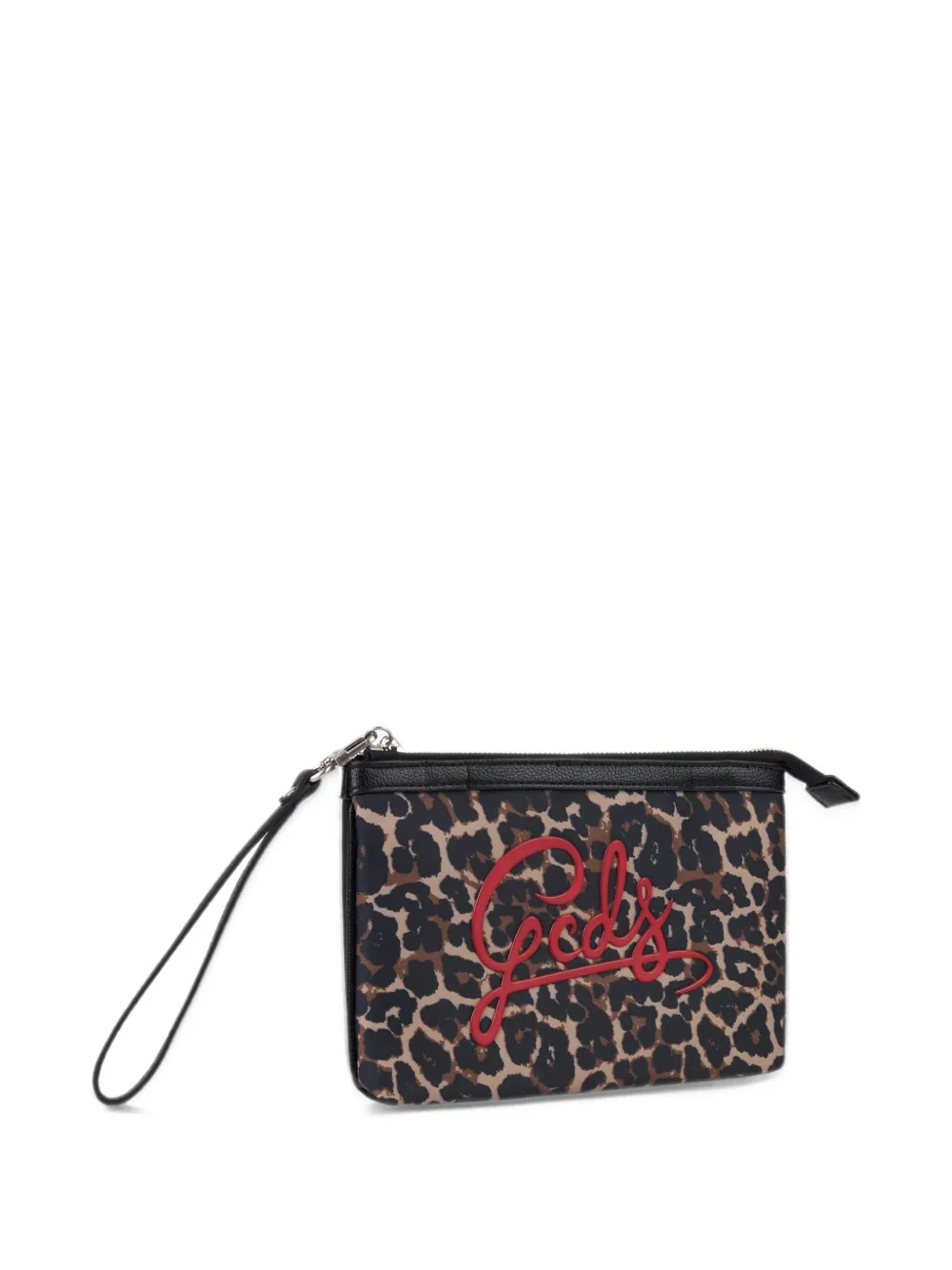 GCDS leopard-print logo-patch pouch Zwart