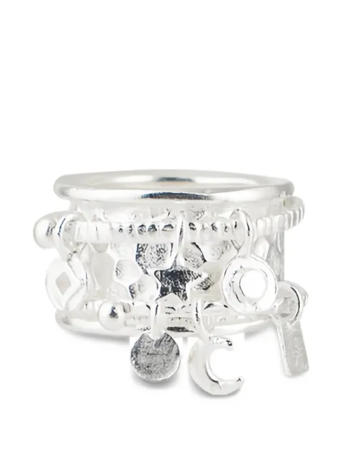 POISONED HEARTS hammered-effect charm ring