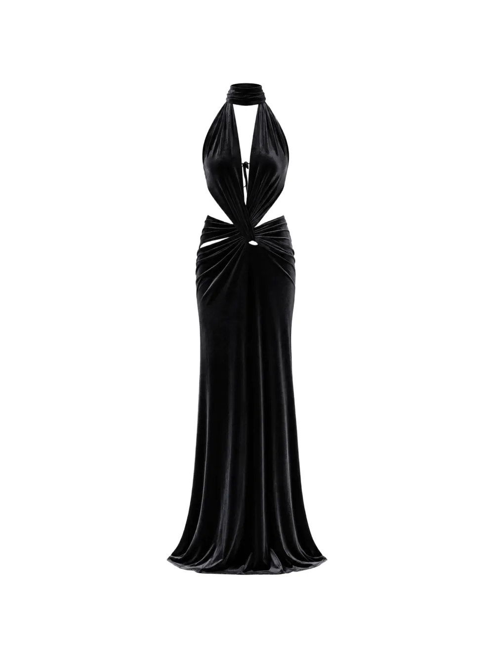 Amazuìn Kalisa cut-out velvet maxi dress Zwart