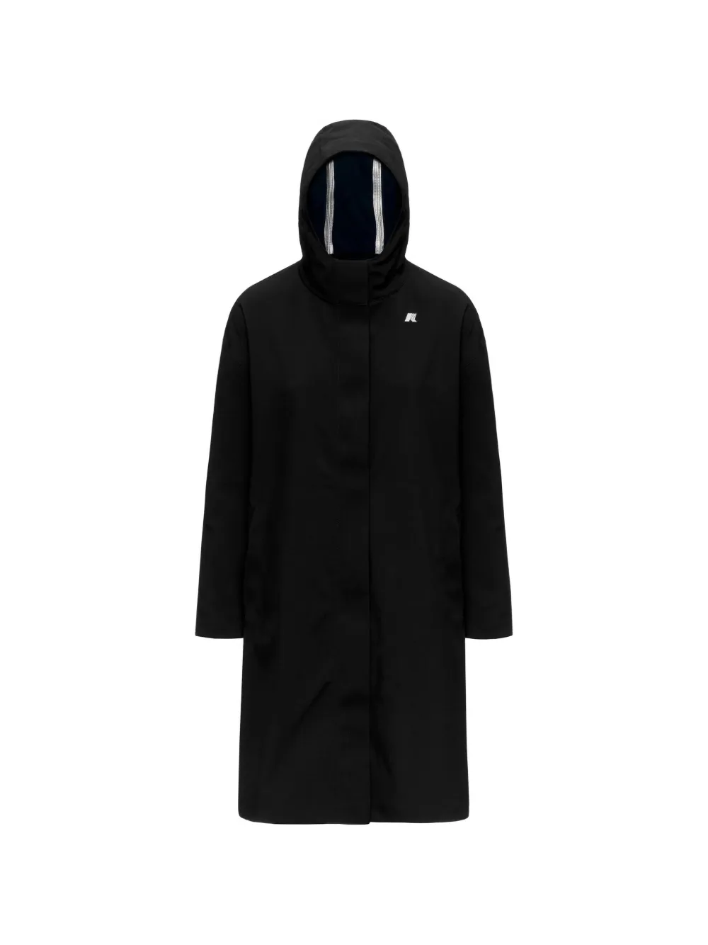 K-Way Stephale hooded logo-patch coat Zwart