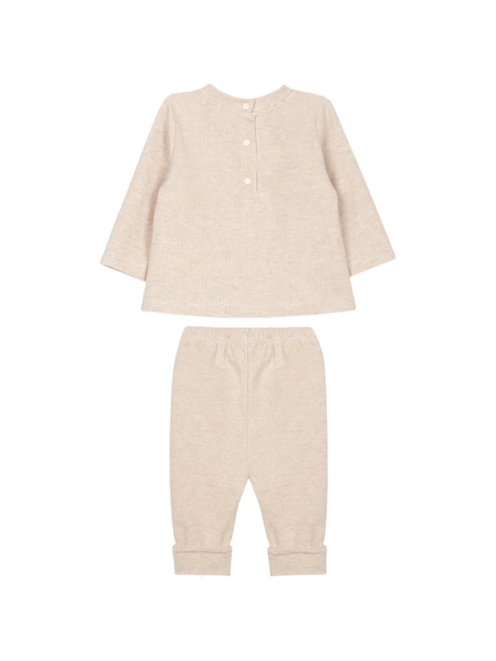 Patachou bear-motif ribbed tracksuit set Beige