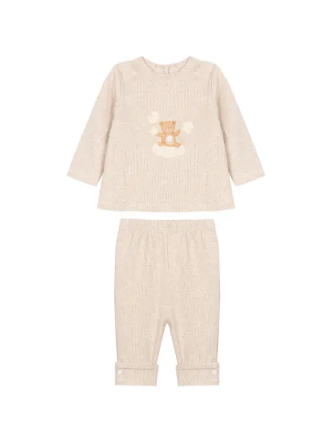 Patachou bear-motif ribbed tracksuit set