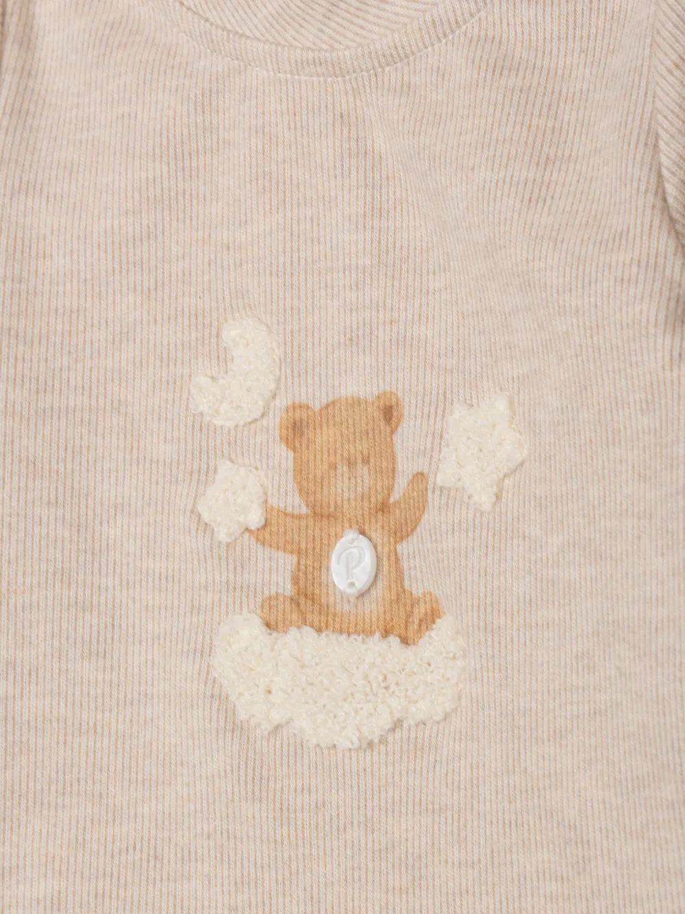 Patachou bear-motif ribbed tracksuit set Beige