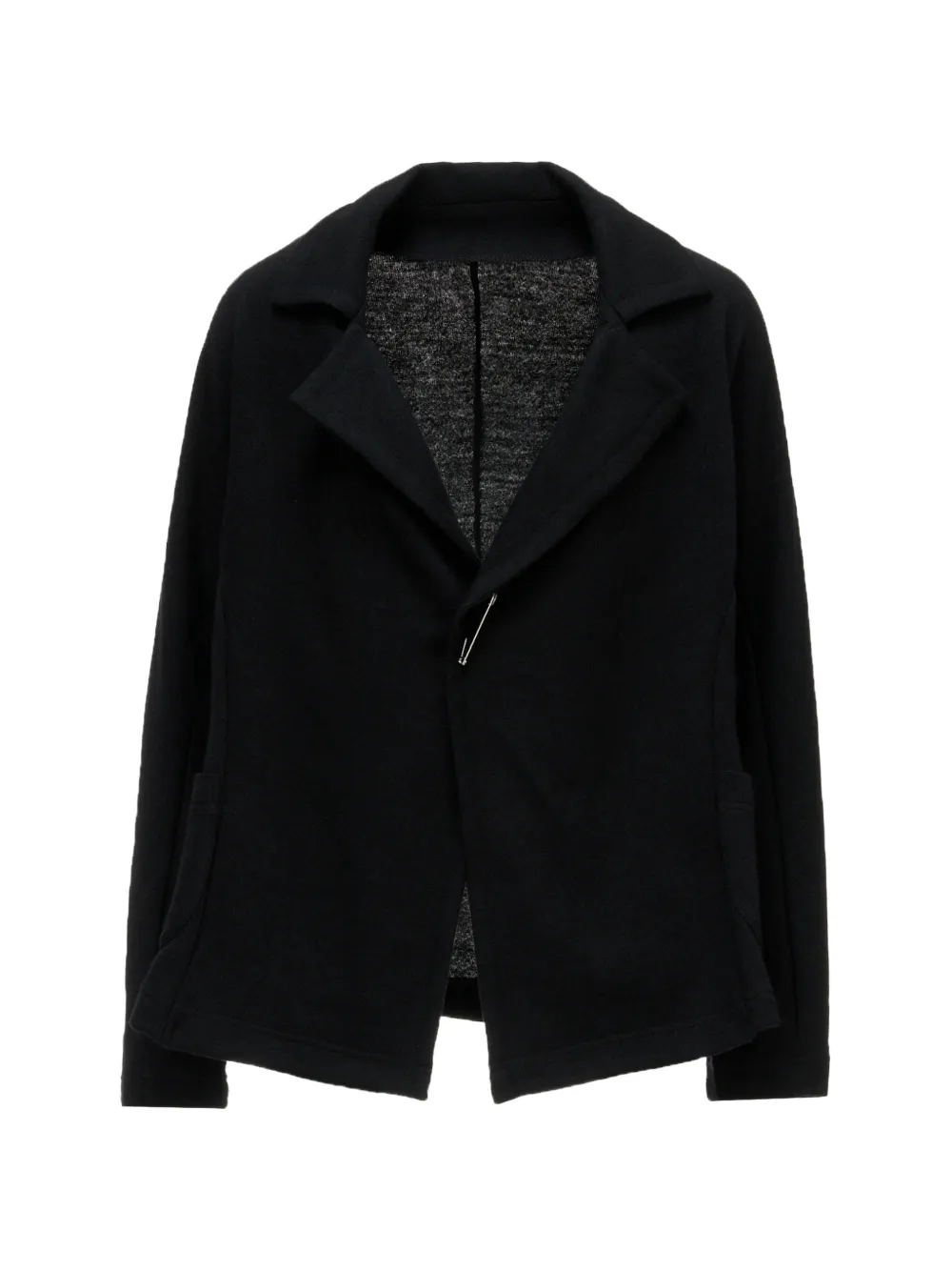 Yohji Yamamoto safety-pin notched-lapel blazer Zwart