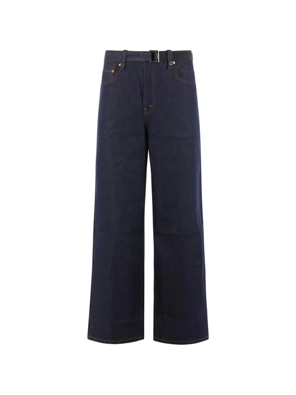 sacai belted wide-leg jeans - Blu