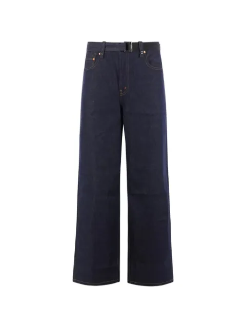 sacai belted wide-leg jeans