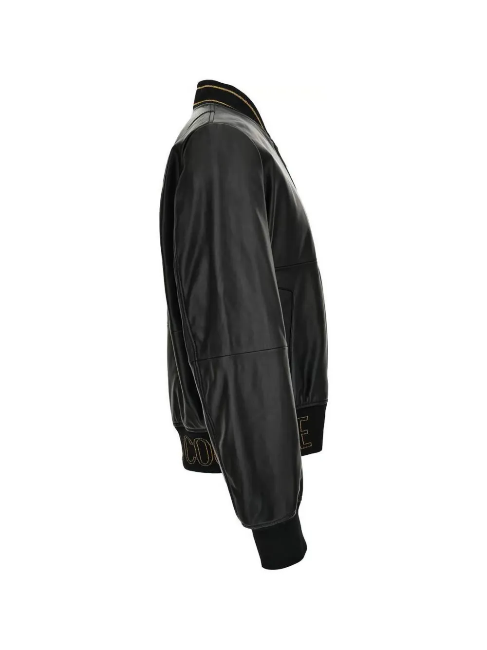 Versace Jeans Couture logo-embroidered faux-leather bomber jacket Zwart