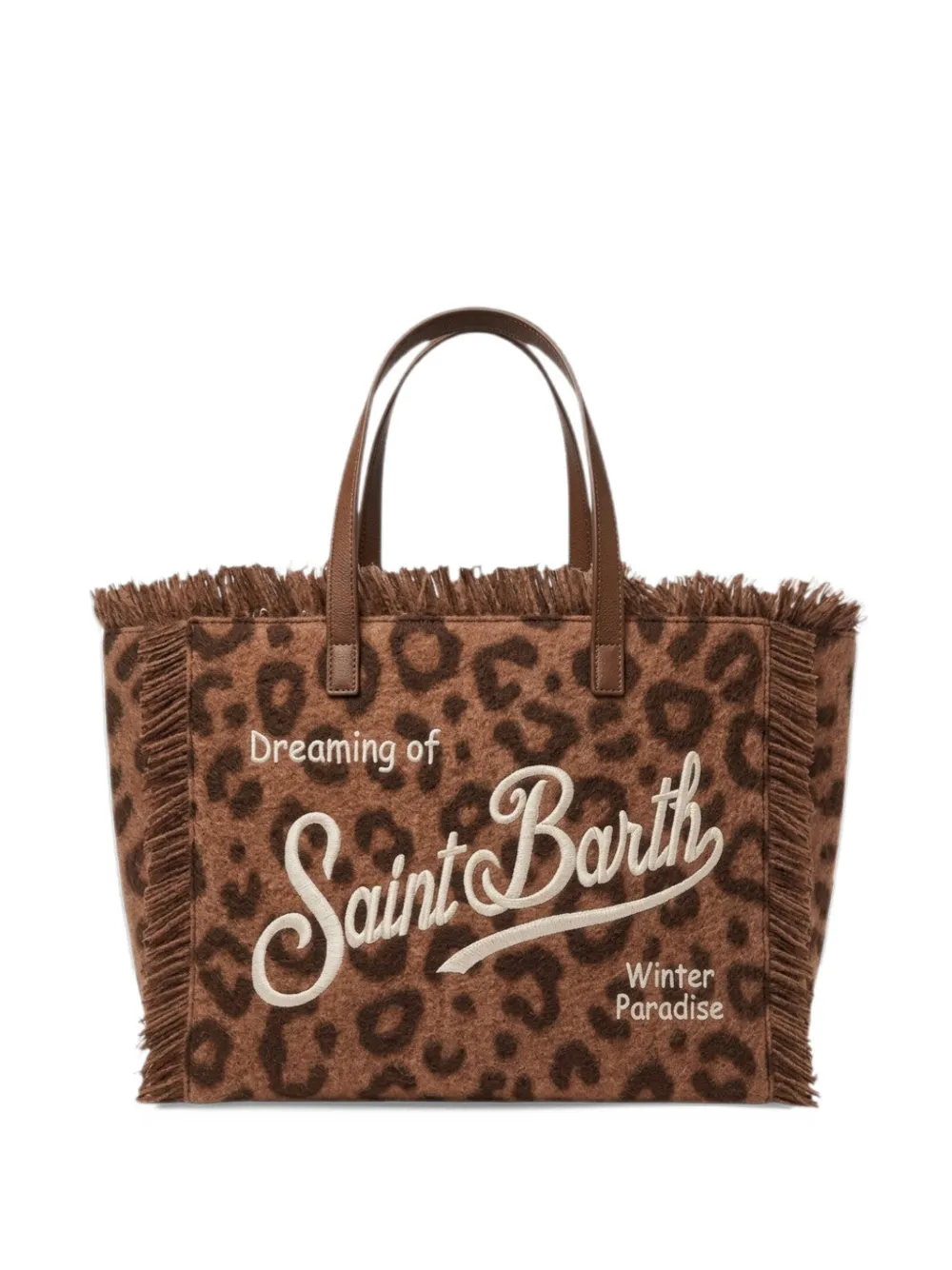 MC2 Saint Barth Colette leopard-print fringed tote bag Bruin