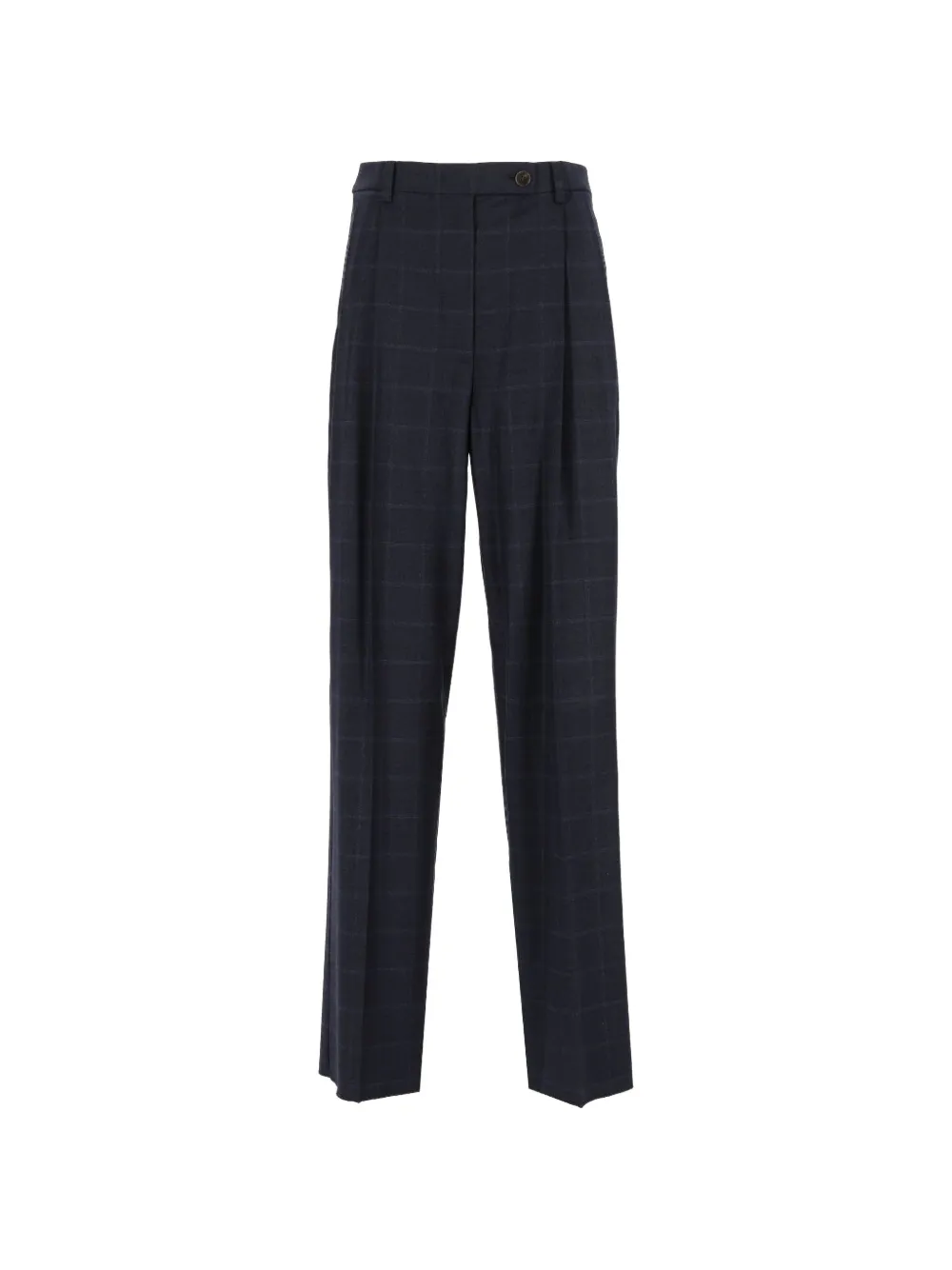 Emporio Armani Geruite broek met stretch-scheerwol en plooien aan de voorkant Blauw