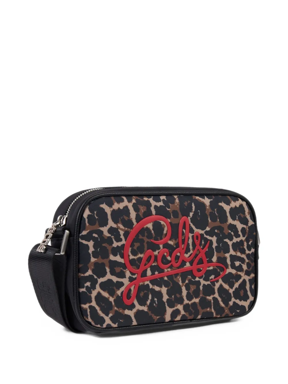 GCDS leopard-print logo-patch shoulder bag Bruin