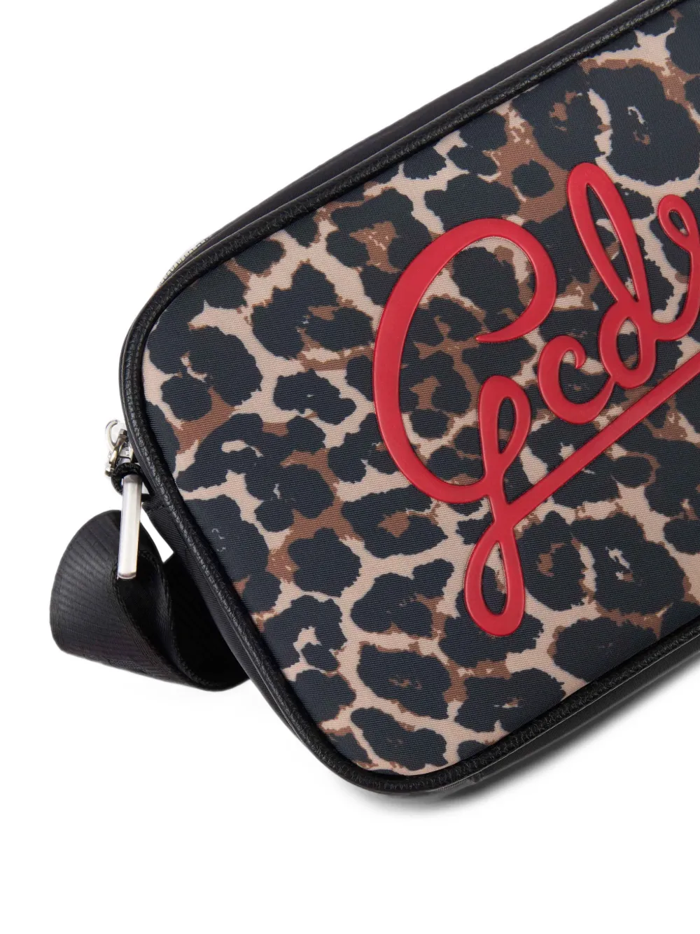 GCDS leopard-print logo-patch shoulder bag Bruin