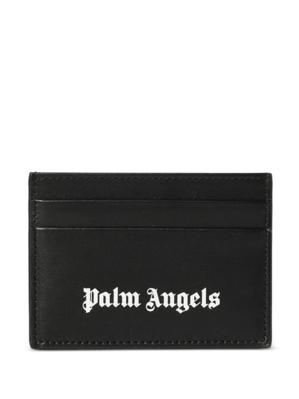 Palm Angels logo-print leather card holder - Nero