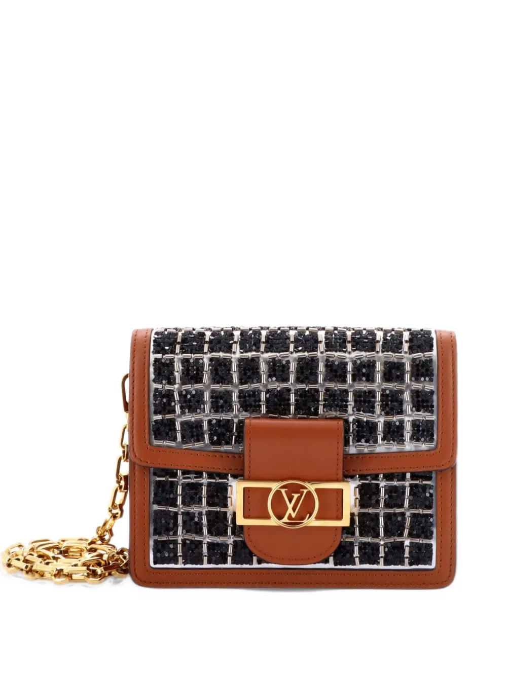 Louis Vuitton Pre-Owned Dauphine Beaded Tweed Mini shoulder bag - Brown