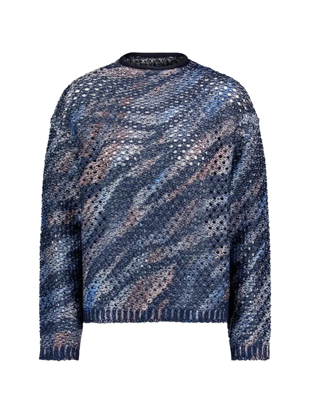 Betty Barclay open-knit tiger-print sweater Blauw