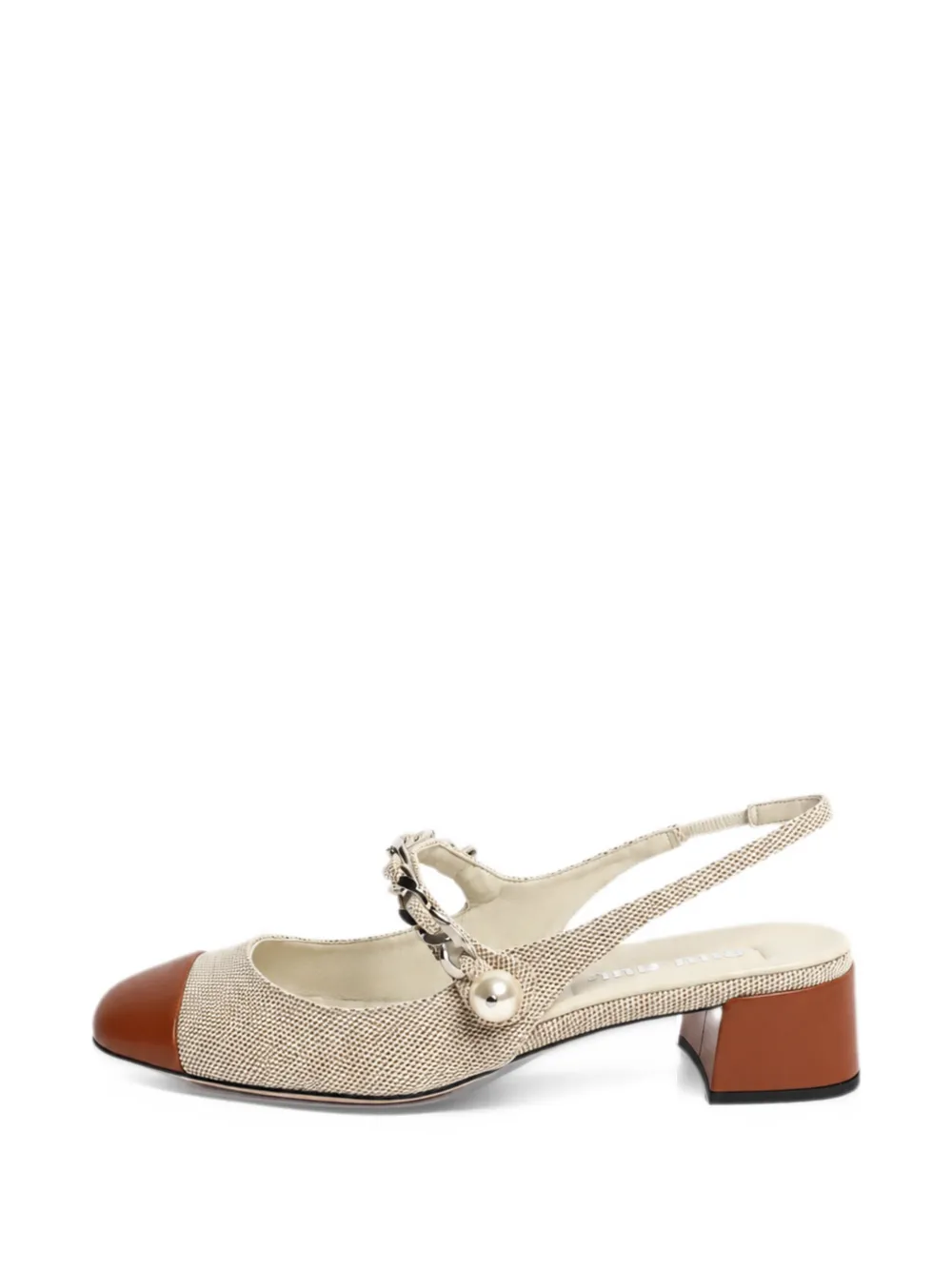 Miu Miu Pre-Owned cap-toe chain-strap slingback pumps - Toni neutri