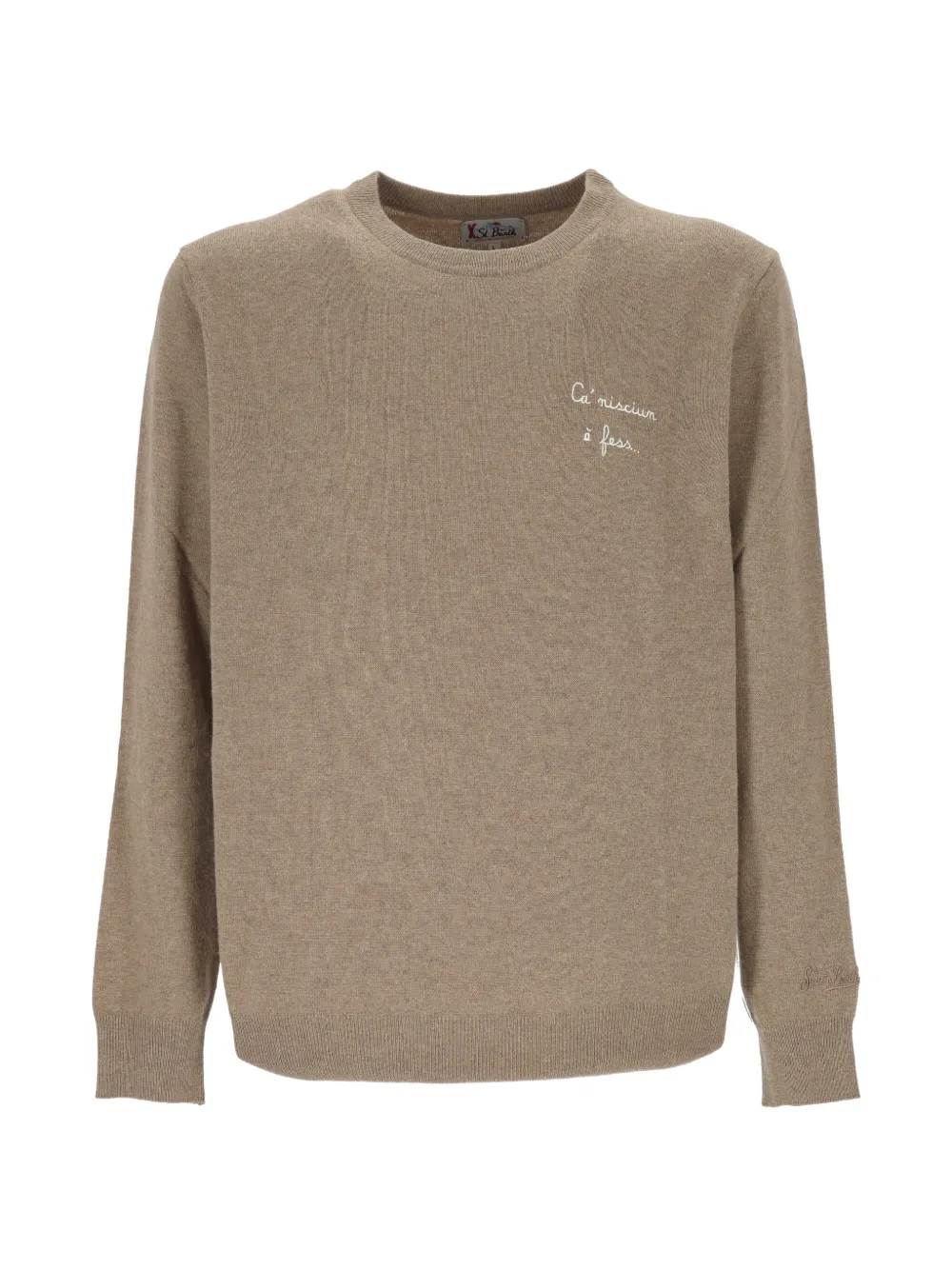 MC2 Saint Barth Heron Light trui met geborduurde slogan Beige