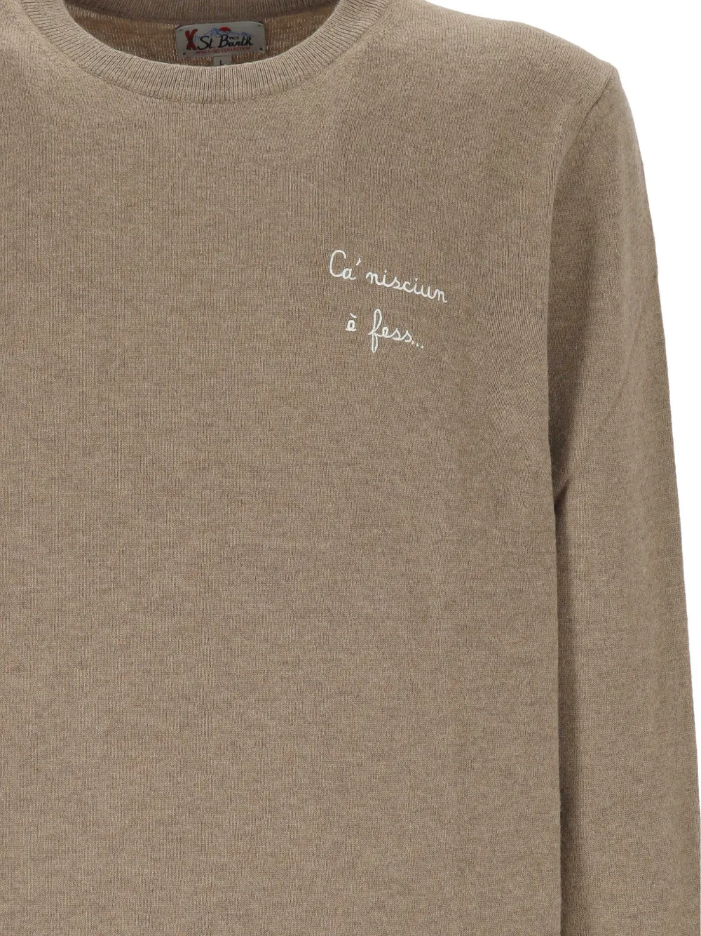 MC2 Saint Barth Heron Light trui met geborduurde slogan Beige
