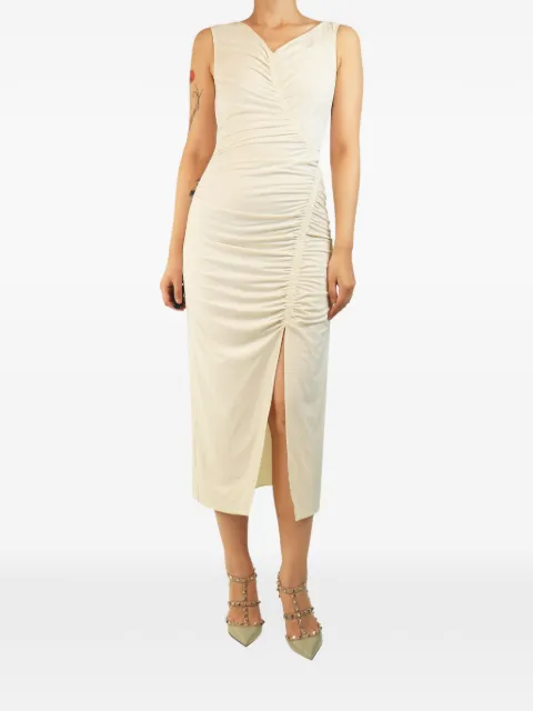 Self-Portrait ruched sleeveless midi dress