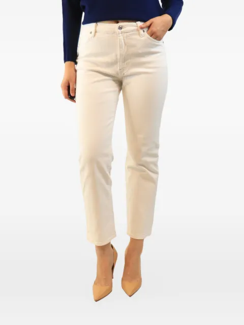 FRAME contrast-stitched cropped jeans