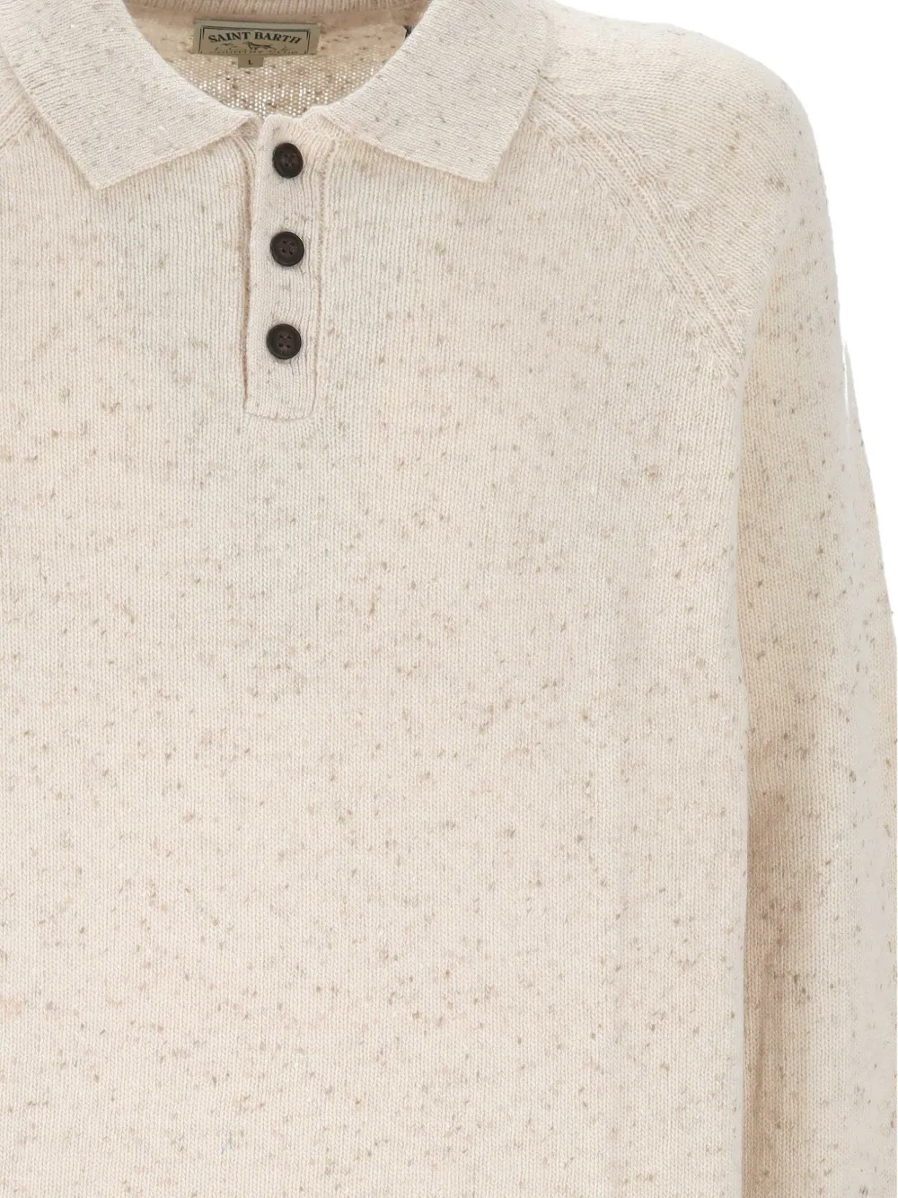 MC2 Saint Barth Alfie Donegal-knit long-sleeve polo shirt Beige