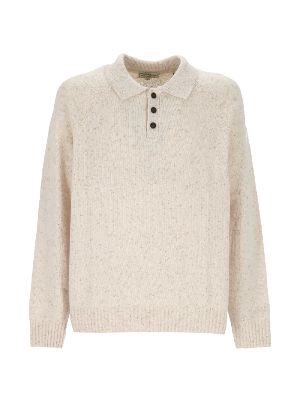 MC2 Saint Barth Alfie Donegal-knit long-sleeve polo shirt Beige