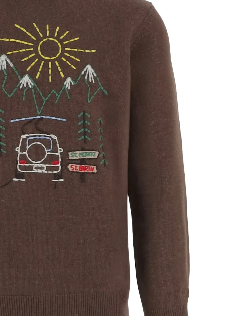MC2 Saint Barth brown Heron crewneck knit with St. Moritz embroidery Bruin