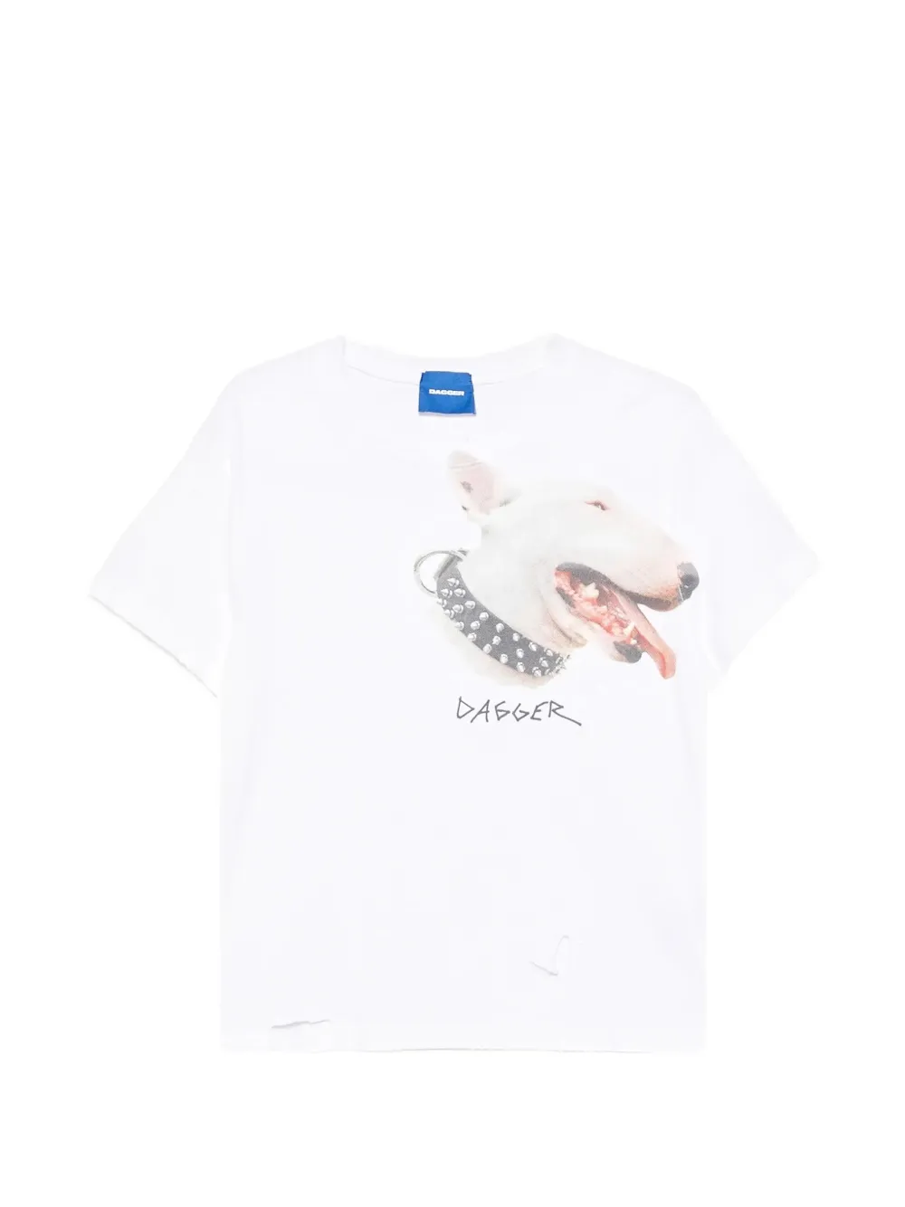DAGGER Terrier graphic-print distressed T-shirt - Bianco