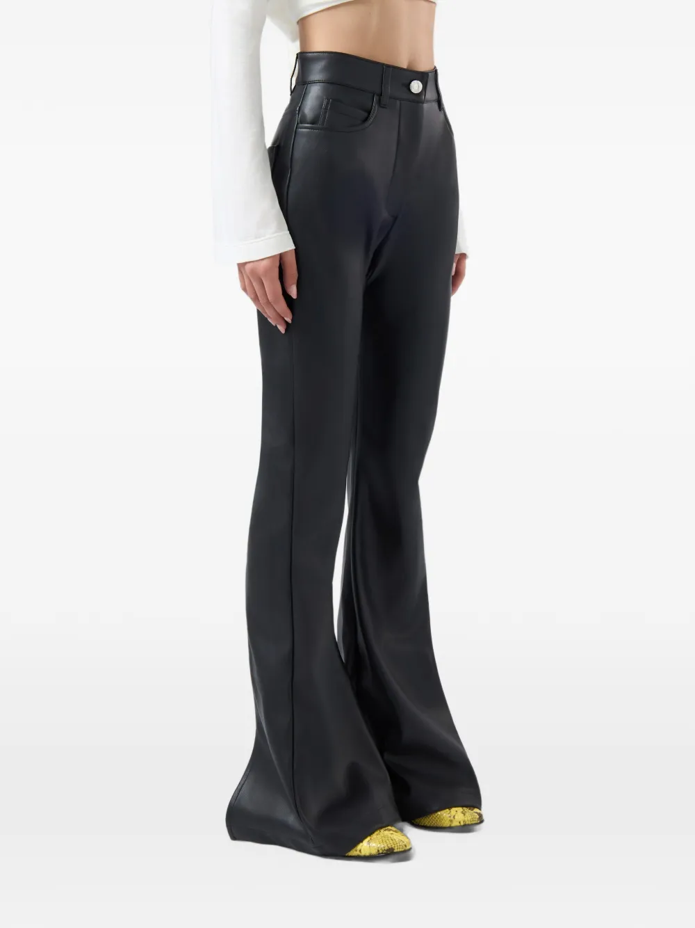 GCDS flare-leg faux-leather trousers Zwart