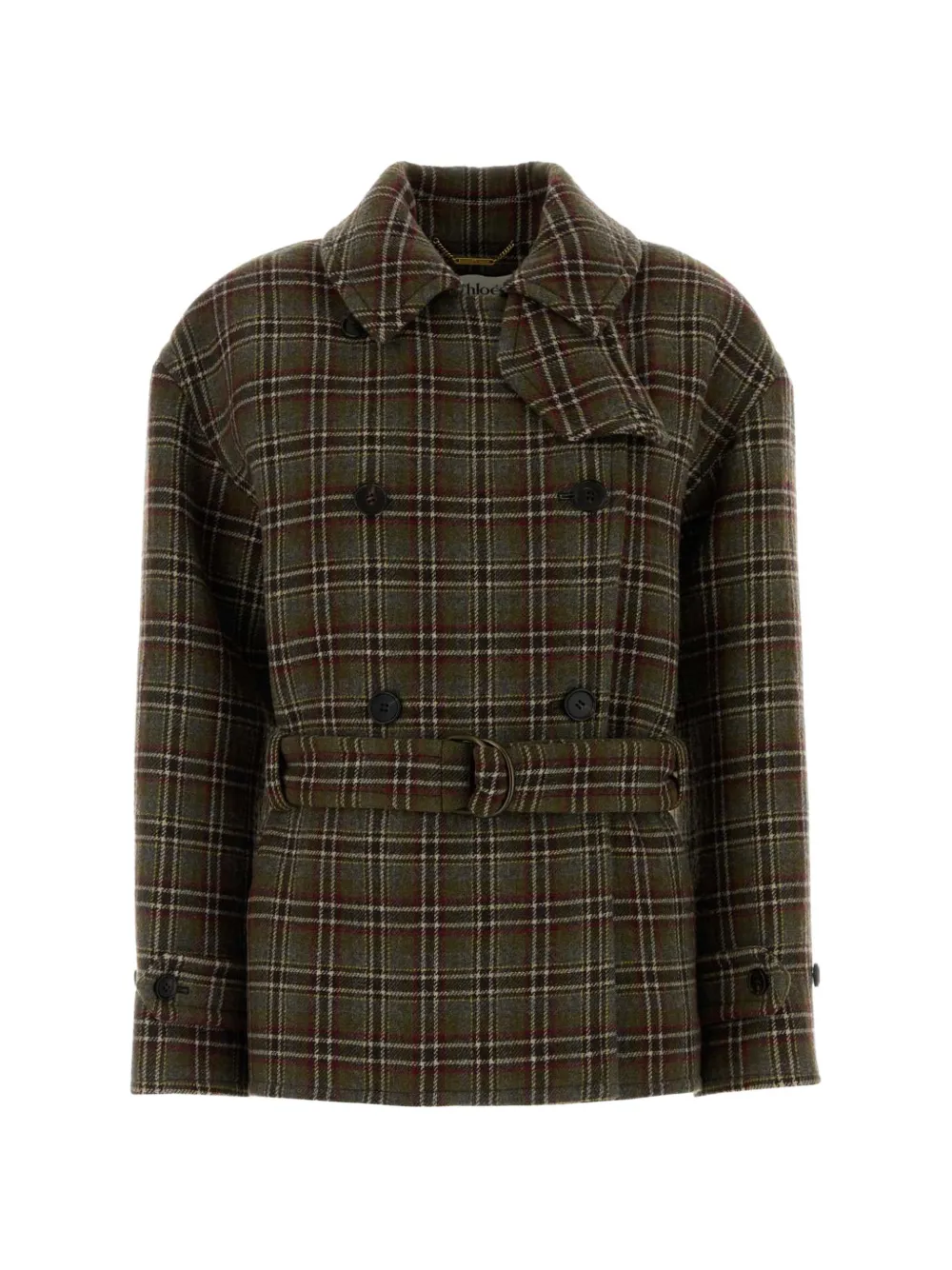 Chloé check double-breasted jacket - Verde