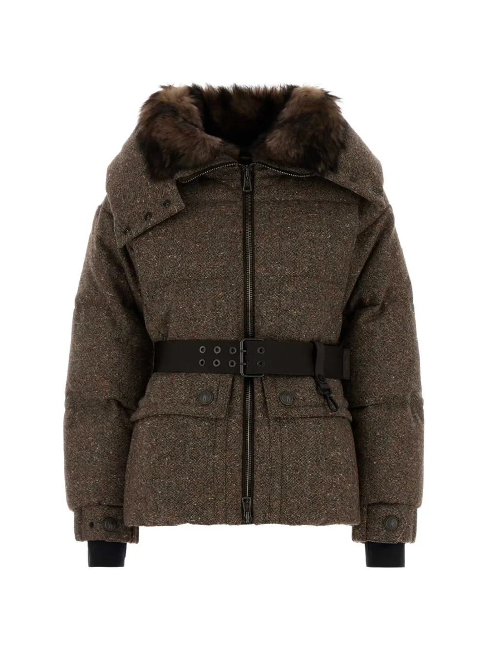 Moncler Grenoble belted faux-fur collar jacket Bruin