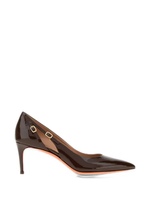 Santoni cut-out patent-finish pumps