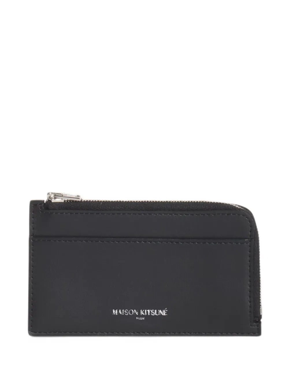 Maison Kitsuné logo-print leather cardholder - Nero