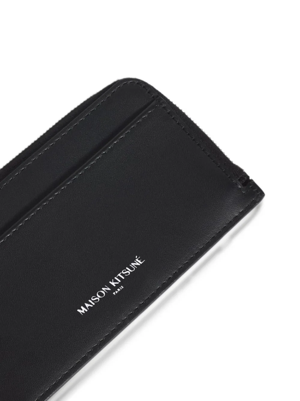 Maison Kitsuné logo-print leather cardholder Zwart