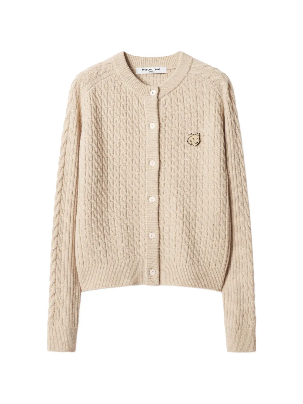 Maison Kitsuné Fox Head cable-knit cardigan - Toni neutri
