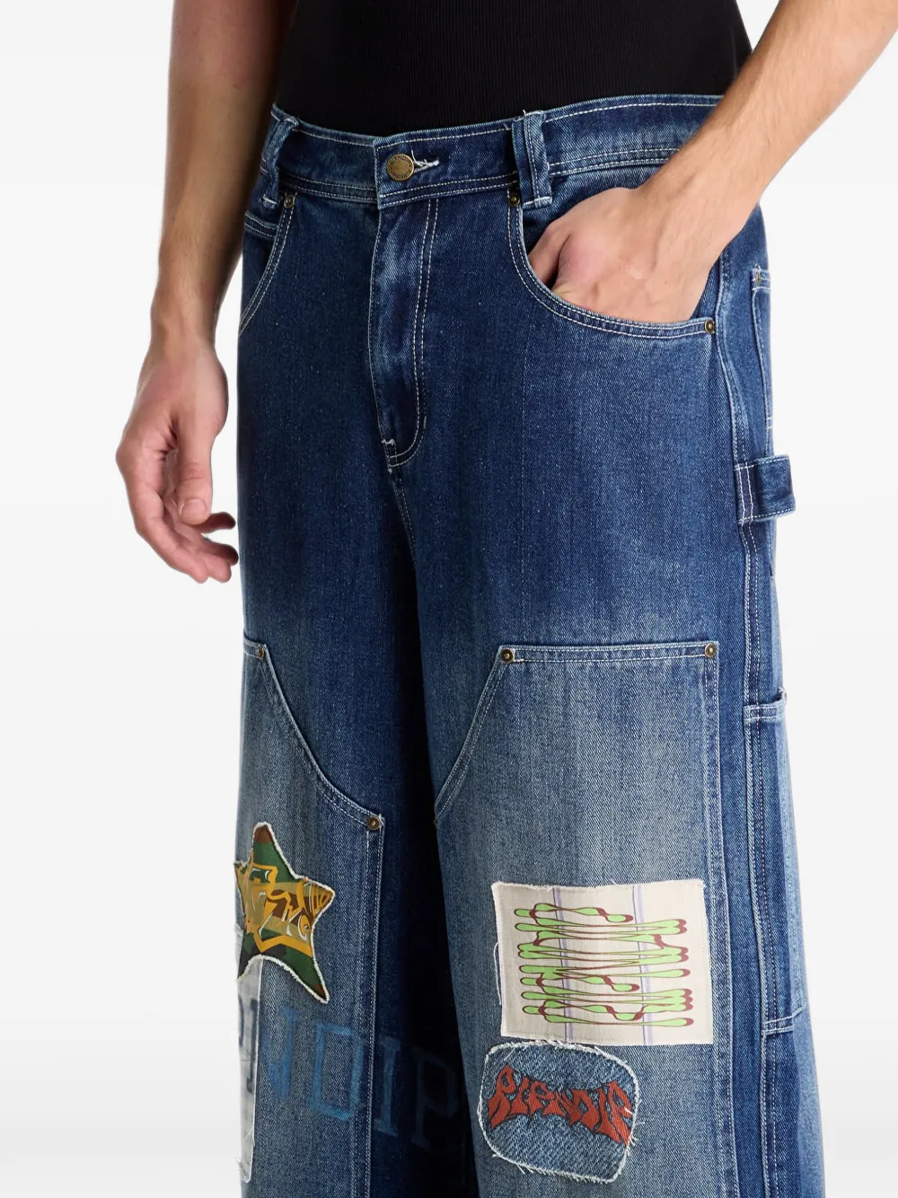 Ripndip patchwork carpenter jeans Blauw