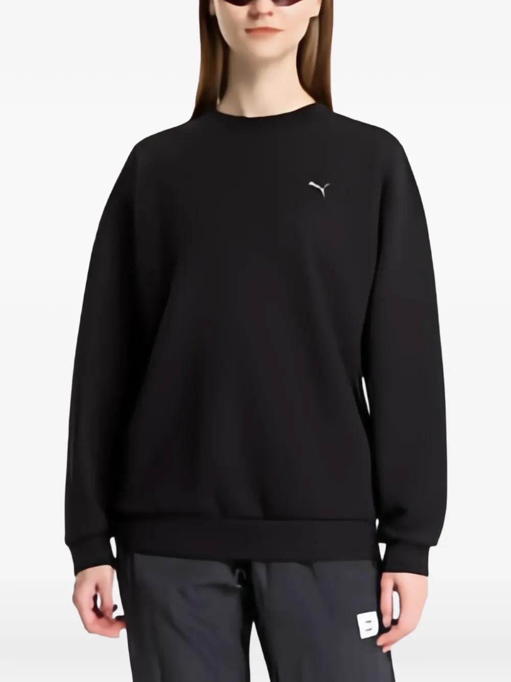 PUMA W Cloudspun crew-neck sweatshirt Zwart