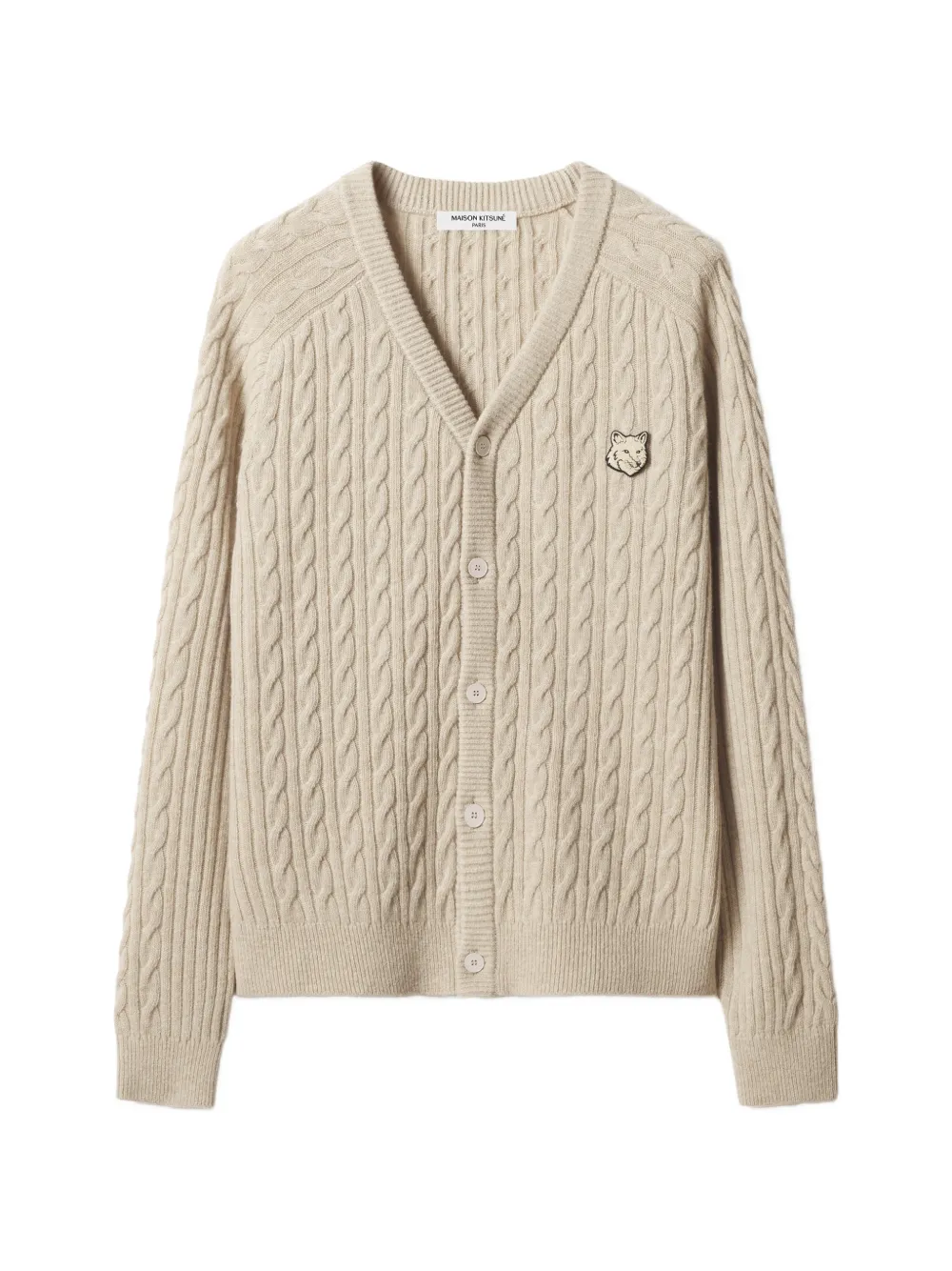 Maison Kitsuné Fox Head cable-knit cardigan - Toni neutri