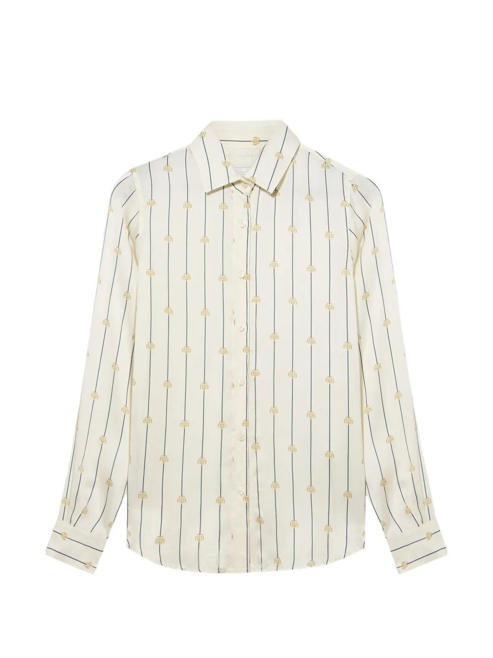 Brooks Brothers logo-stripe button-down shirt Beige