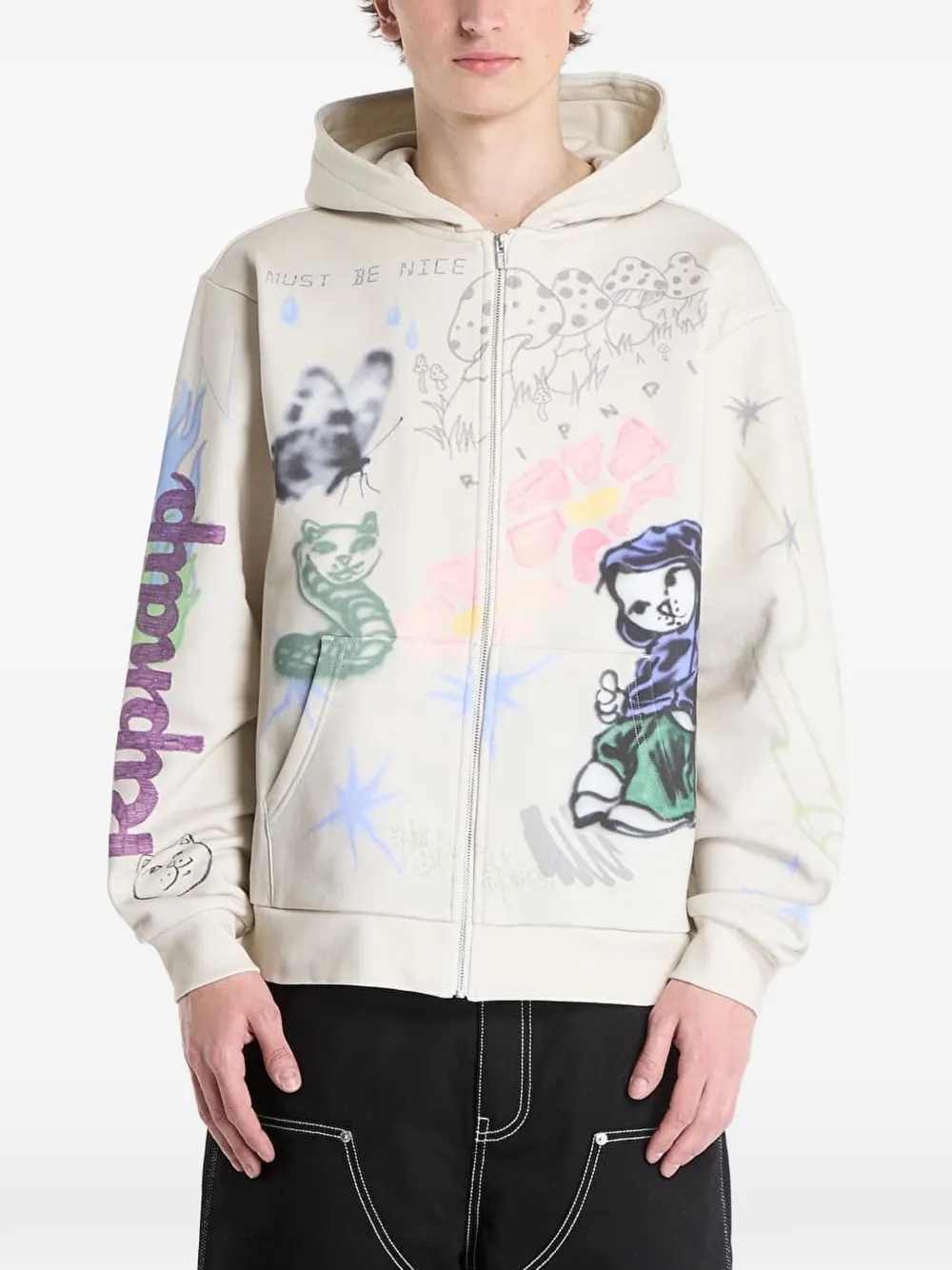 Ripndip Goosebumps graphic-print hoodie Beige