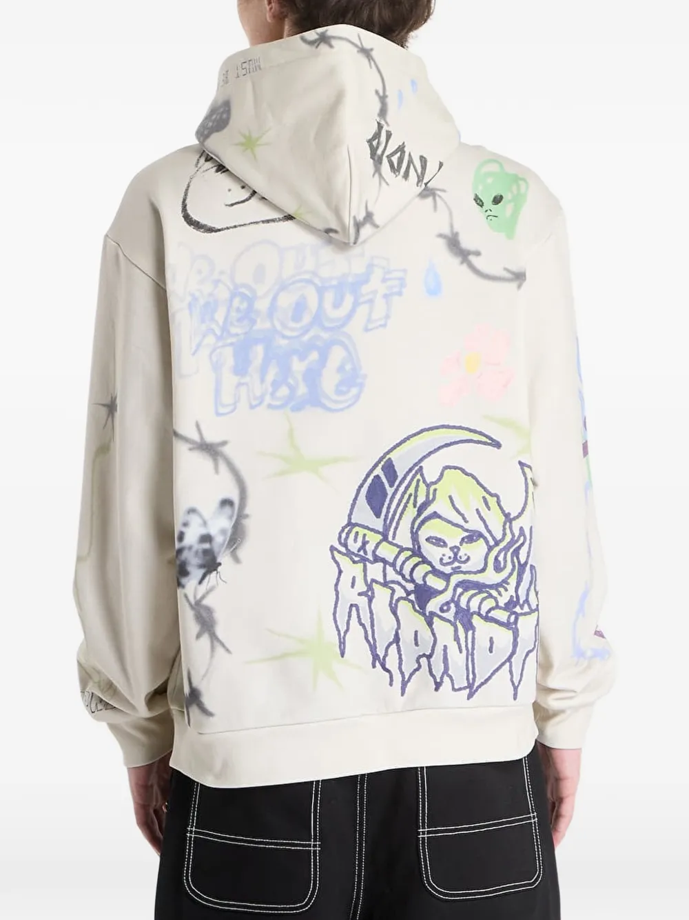 Ripndip Goosebumps graphic-print hoodie Beige