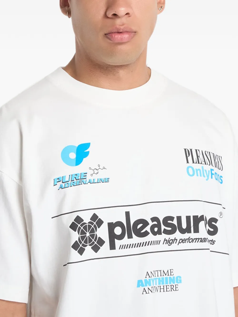 Pleasures helmet-print T-shirt Wit