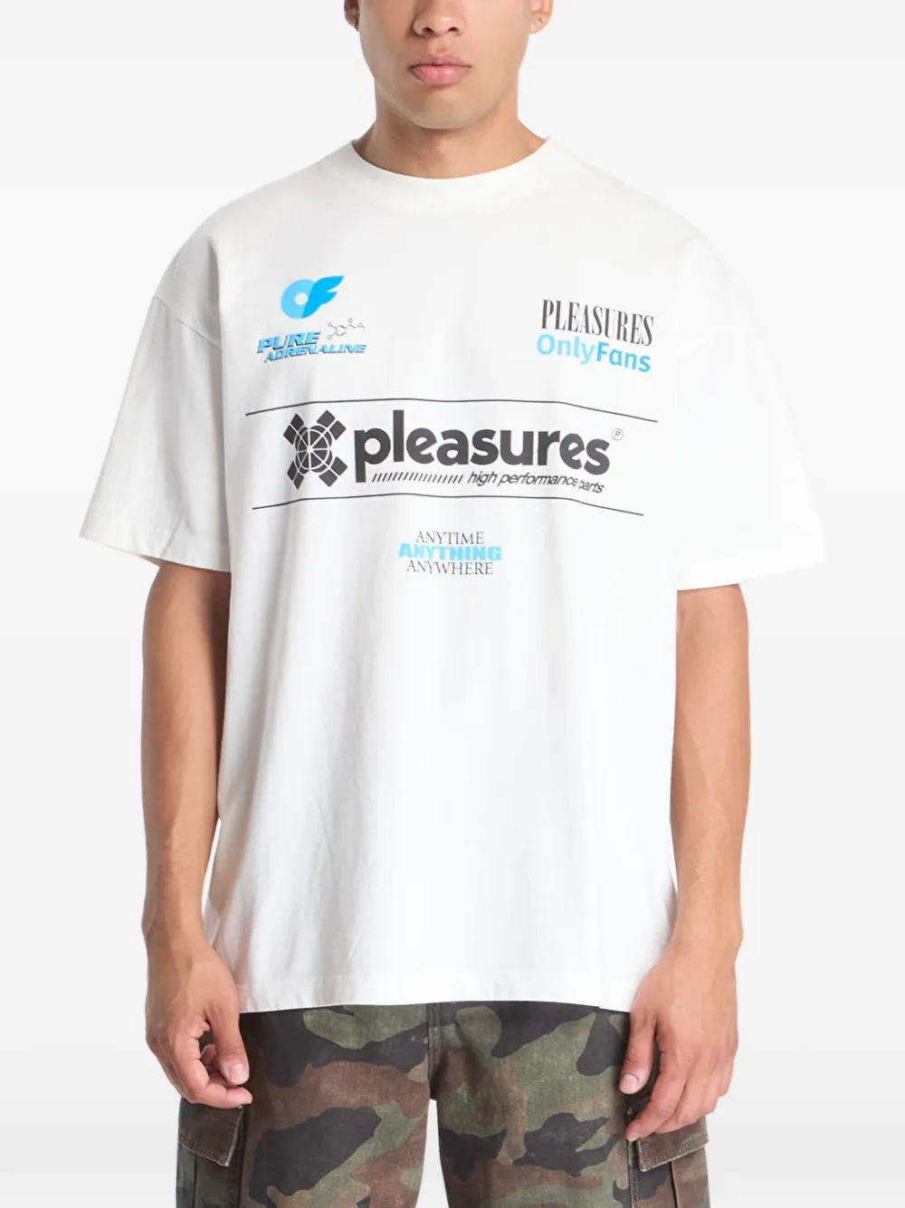 Pleasures helmet-print T-shirt Wit
