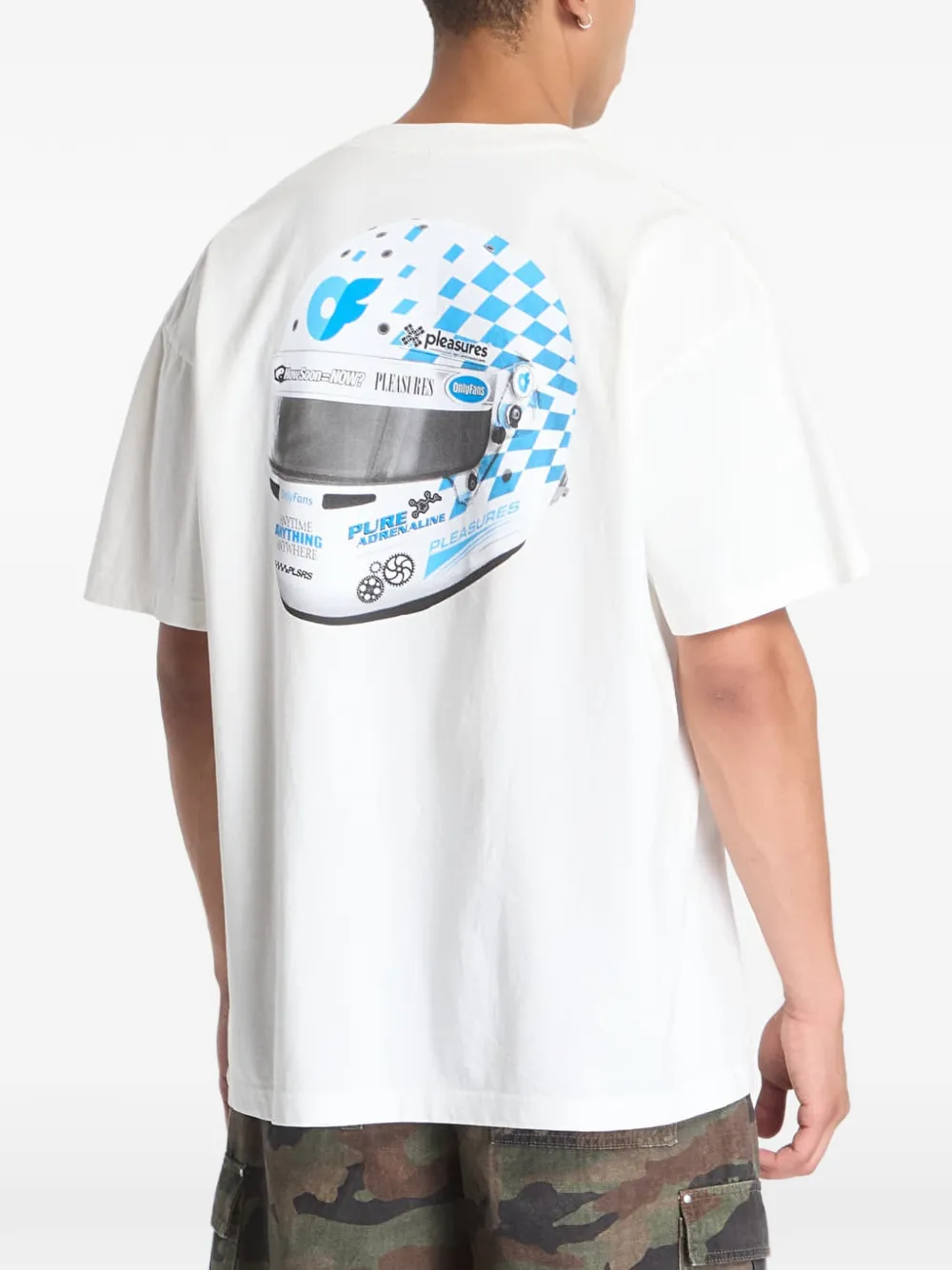 Pleasures helmet-print T-shirt Wit